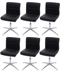 HWC Esszimmerstuhl Kavala II (6er Set) - Schwarz - Silber - Kunstleder