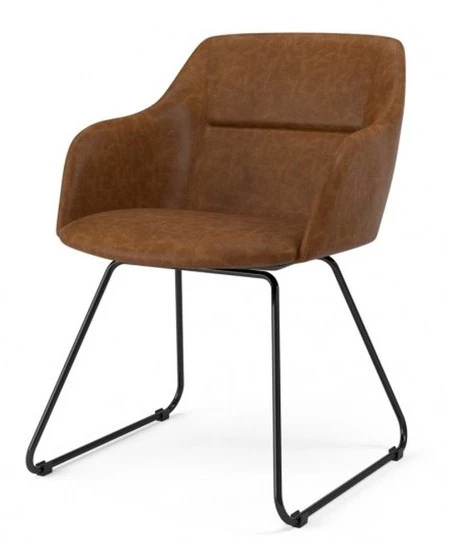 KAWOLA Stuhl MALIMA Kunstleder - KAWOLA Stuhl MALIMA Kunstleder braun Kufe Metall schwarz 1 KAWOLA Stuhl MALIMA Kunstleder - KAWOLA Stuhl MALIMA Kunstleder braun Kufe Metall schwarz