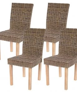 HWC Esszimmerstuhl Littau (4er Set) Rattan - Standard