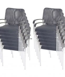 HWC Besucherstuhl Tulsa stapelbar (12er Set) - Grau