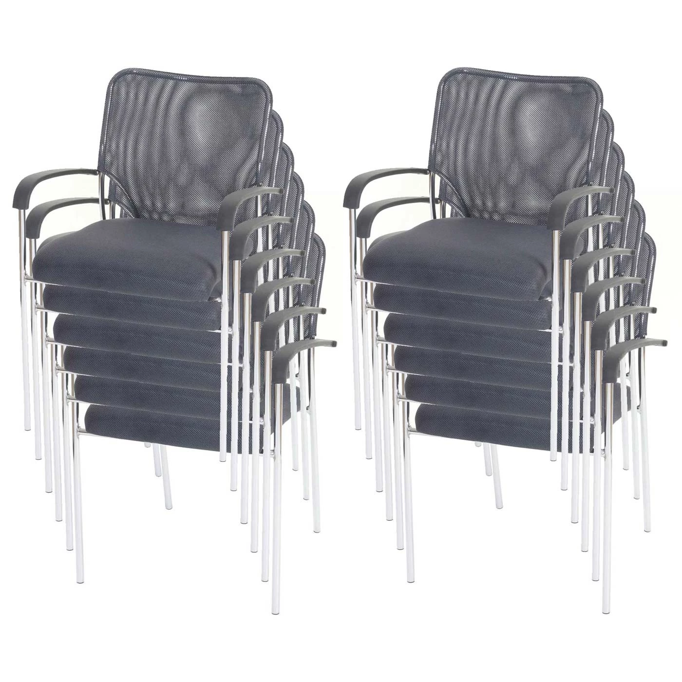 HWC Besucherstuhl Tulsa stapelbar (12er Set) - Grau 1 HWC Besucherstuhl Tulsa stapelbar (12er Set) - Grau