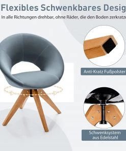 Costway Akzentstuhl 360° drehbar - Grau -Deutschland Stühle Verkaufs-Shop 5b45a009f51c47a68a4a5d6c6bd0bf98