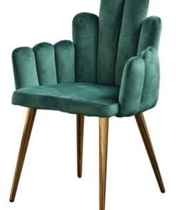 KAWOLA Stuhl FREJA Velvet Fuß gold - Grün
