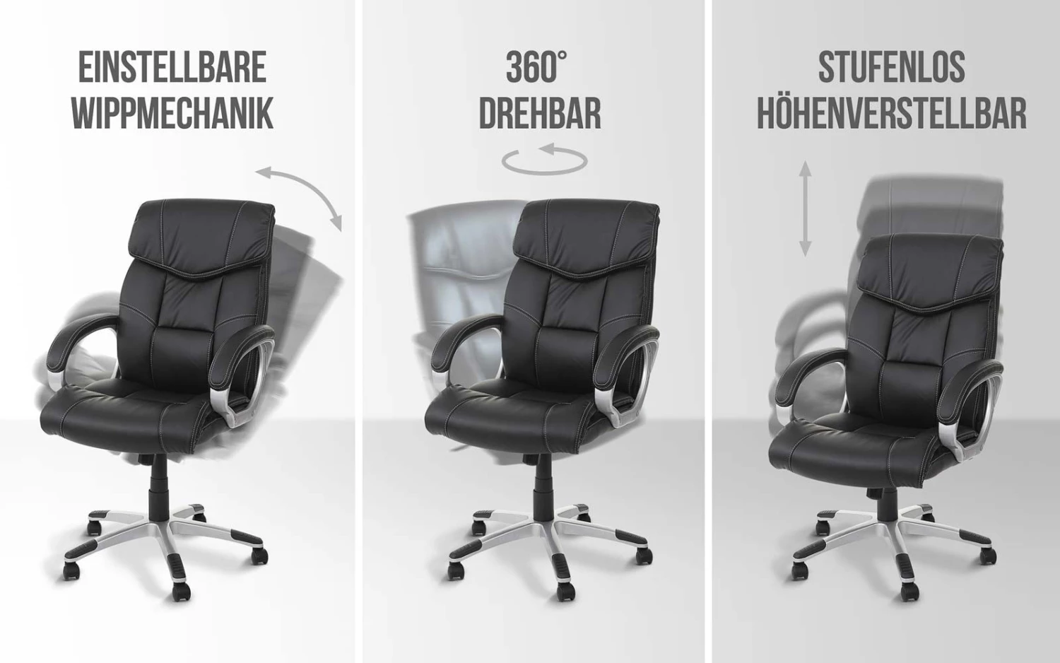 Bürostuhl HWC-A71 - Schwarz 7 Bürostuhl HWC-A71 - Schwarz – Bild 7