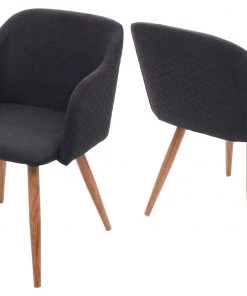 Esszimmerstuhl HWC-D71 (2er Set) - Anthrazit