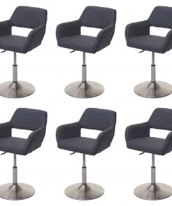 Esszimmerstuhl HWC-A50 III (6er Set) - Anthrazit - Silber