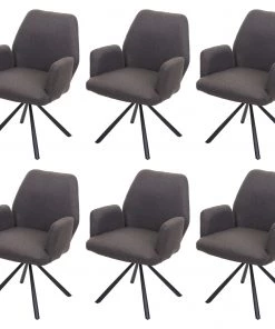 Esszimmerstuhl HWC-H71 (6er Set) drehbar - Grau