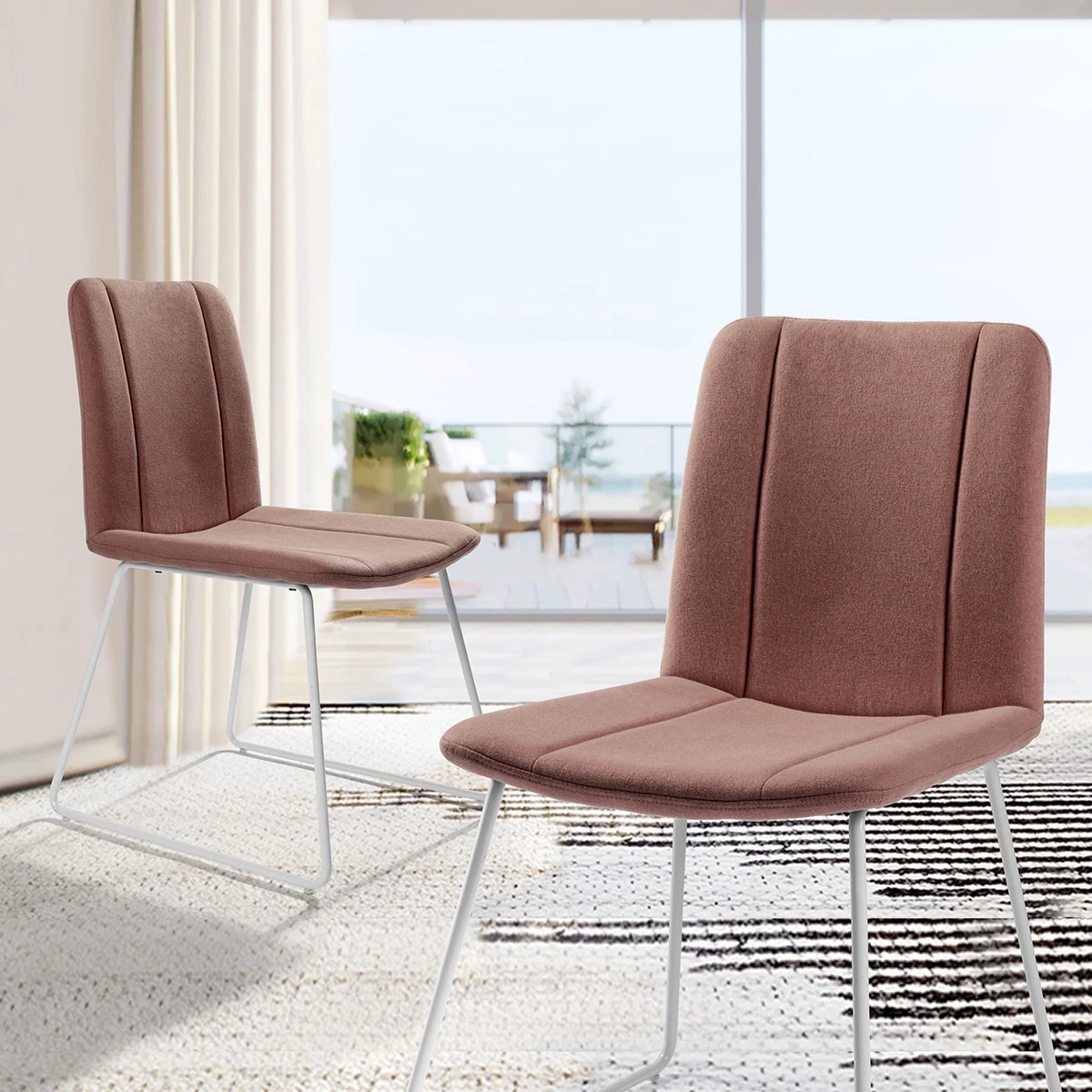 Urban Meuble EsszimmerstühleSUED DARK RED(2er-Set) - Rot - Rotbraun - Strukturstoff - Flachgewebe 2 Urban Meuble EsszimmerstühleSUED DARK RED(2er-Set) - Rot - Rotbraun - Strukturstoff - Flachgewebe – Bild 2