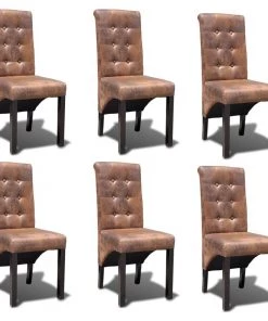 VidaXL Esszimmerstuhl - vidaXL Esszimmerstühle 6 Stk. Braun Kunstleder