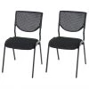 HWC Besucherstuhl T401 Stapelbar (2er Set) - Schwarz - Schwarz