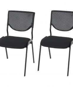 HWC Besucherstuhl T401 Stapelbar (2er Set) - Schwarz - Schwarz