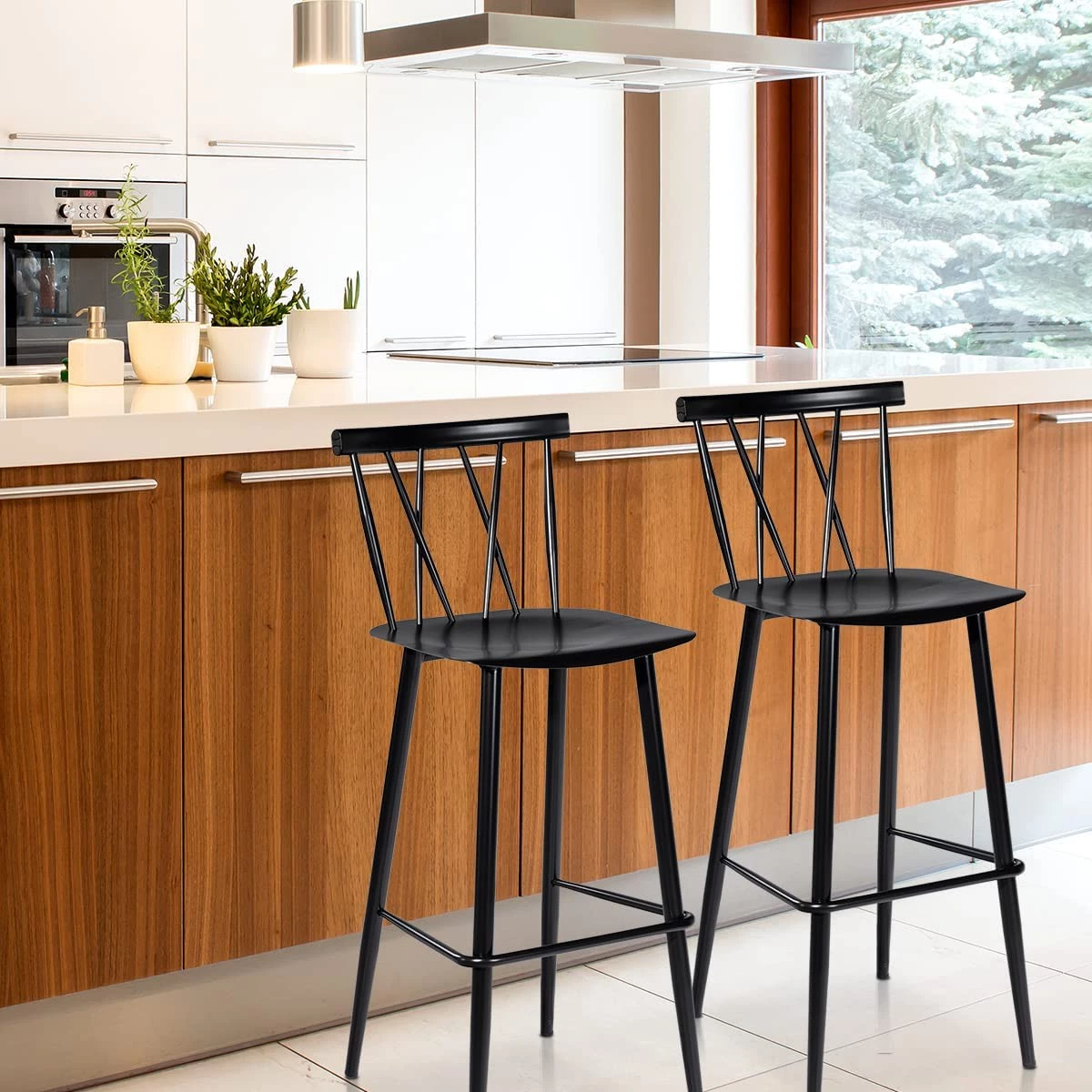 Costway 2er Set Esszimmerstuhl Barstuhl 3 Costway 2er Set Esszimmerstuhl Barstuhl – Bild 3