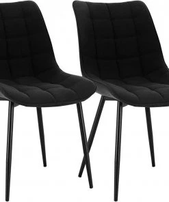 Woltu Esszimmerstuhl Elif (2er Set) - Schwarz