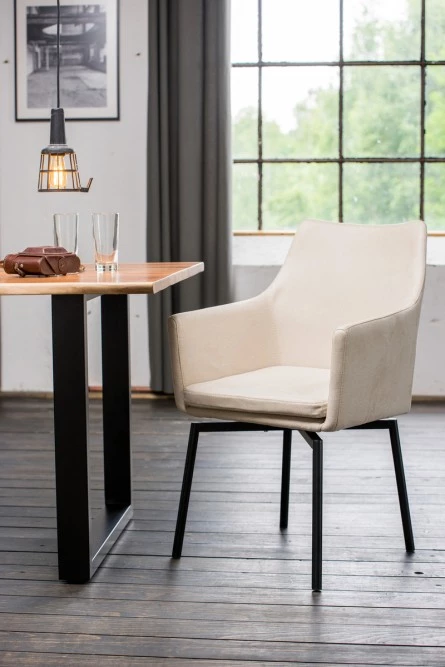 KAWOLA Stuhl CALI Microfaser - Beige - Schwarz 2 KAWOLA Stuhl CALI Microfaser - Beige - Schwarz – Bild 2