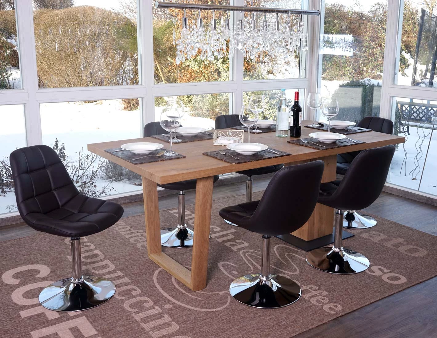 Esszimmerstuhl HWC-A60 (6er Set) - Braun - Kunstleder 7 Esszimmerstuhl HWC-A60 (6er Set) - Braun - Kunstleder – Bild 7