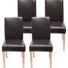 HWC Esszimmerstuhl Littau (4er Set) - Braun - Braun - Kunstleder - Holz teilmassiv