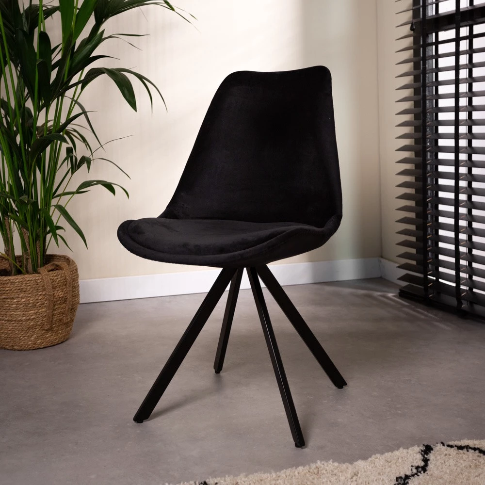 Dimehouse Jace Esszimmerstuhl Samt - Schwarz 2 Dimehouse Jace Esszimmerstuhl Samt - Schwarz – Bild 2