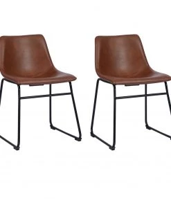 Urban Meuble Esszimmerstühle GENOVA BROWN 2PCS - Braun - Dunkelbraun - Kastanienbraun - Microfaser - Kunstleder