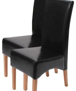 HWC Esszimmerstuhl Latina (2er Set) - Schwarz - Braun - Tiefe: 44 cm - Holz teilmassiv