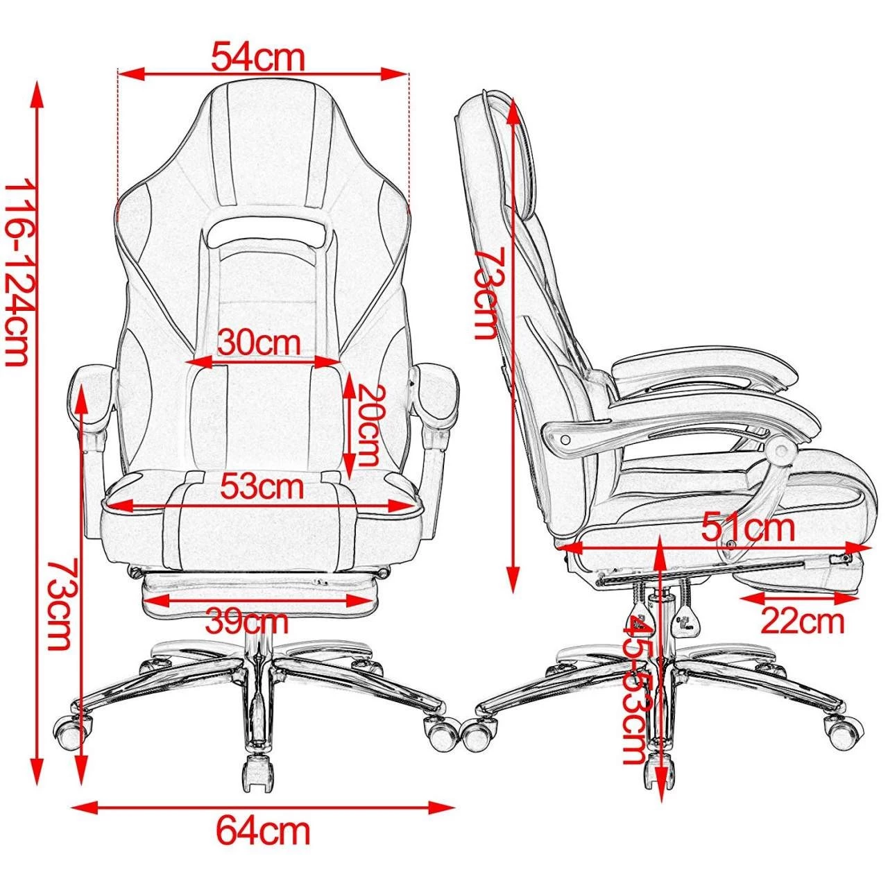 Woltu Gaming Stuhl Felix - Rot 9 Woltu Gaming Stuhl Felix - Rot – Bild 9