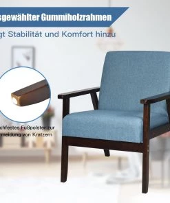 Costway Akzentstuhl, gepolsterter Stoffstuhl - Blau -Deutschland Stühle Verkaufs-Shop 842dfa894c2141068819488dd3988e96