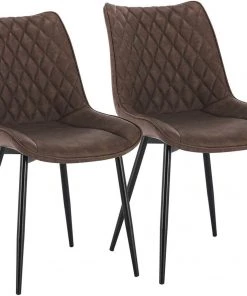 Woltu Esszimmerstuhl Katrin (2er Set) - Dunkelbraun