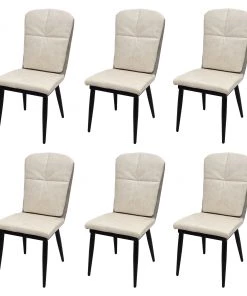 Esszimmerstuhl HWC-G42 (6er Set) - Beige - Kunstleder