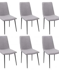 Esszimmerstuhl HWC-F47 (6er Set) - Grau - Textil