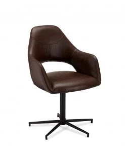 Ebuy24 Lucia Esszimmerstuhl Kunstleder - Eiche Schwarzbraun Dekor