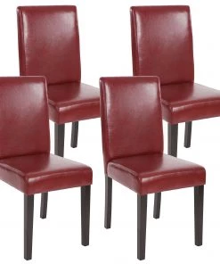 HWC Esszimmerstuhl Littau Kunstleder 4er-Set - Bordeaux - Dunkelbraun