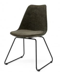 KAWOLA Stuhl MALIM Velvet anthrazit - KAWOLA Stuhl MALIM Velour taupe/anthrazit Kufe Metall schwarz