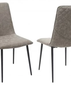 Esszimmerstuhl HWC-F47 (2er Set) - Khaki - Kunstleder