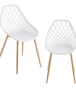 En.casa Stuhl im 2er-Set Warschau - Weiß