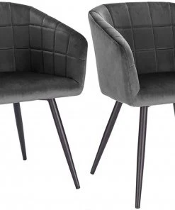 Woltu Esszimmerstuhl Annika (2er Set) - Dunkelgrau