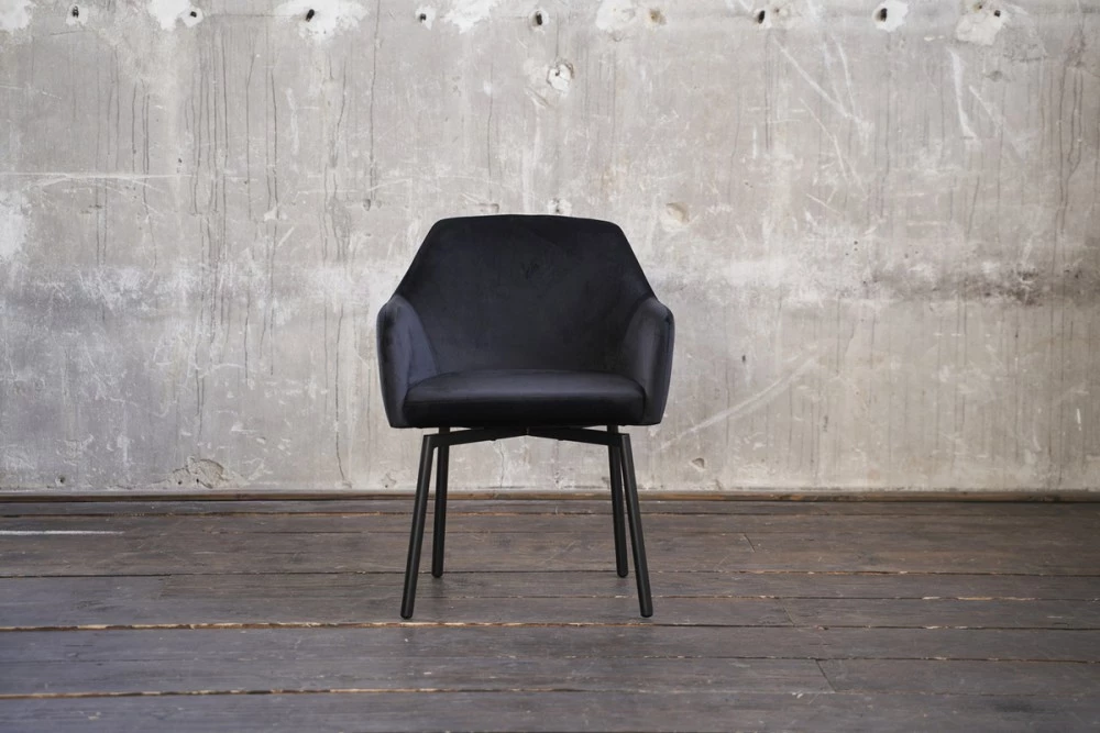 KAWOLA Stuhl Loui Sessel drehbar Velvet sw - Schwarz 5 KAWOLA Stuhl Loui Sessel drehbar Velvet sw - Schwarz – Bild 5