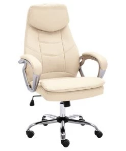 VidaXL Bürostuhl Echtleder - Cremeweiß