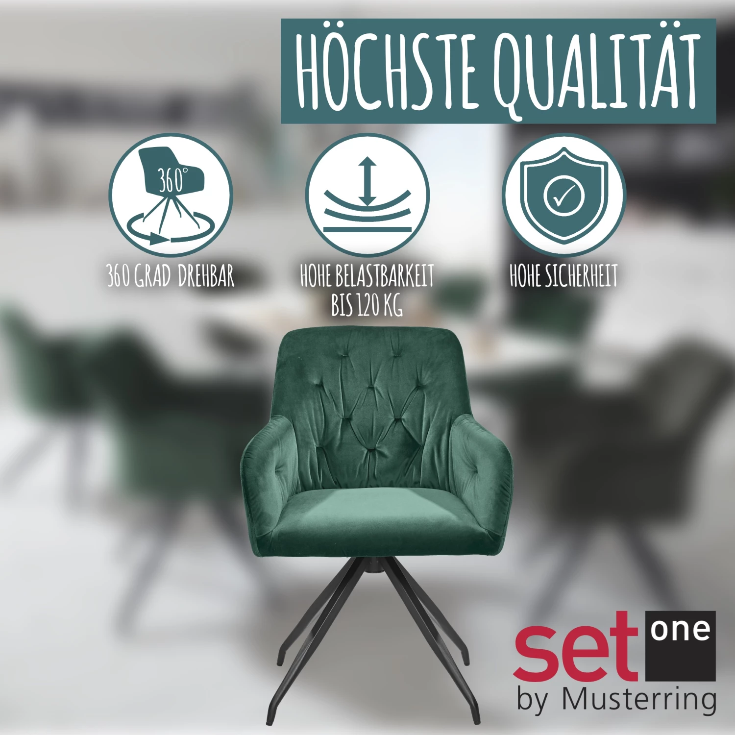 Set one by Musterring Drehstuhl Fremont (2er Set) - Grün 6 Set one by Musterring Drehstuhl Fremont (2er Set) - Grün – Bild 6