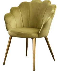 KAWOLA Stuhl CARLA Velvet Fuß gold - Grün