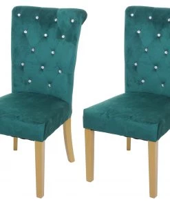 Esszimmerstuhl HWC-D22 (2er Set) - Dunkelgrün - Braun