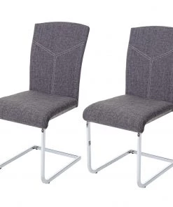 Esszimmerstuhl HWC-F36 (2er Set) - Grau - Textil