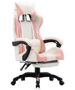 VidaXL Gaming-Stuhl mit Fußstütze Kunstleder - Rosé - Breite: 65 cm