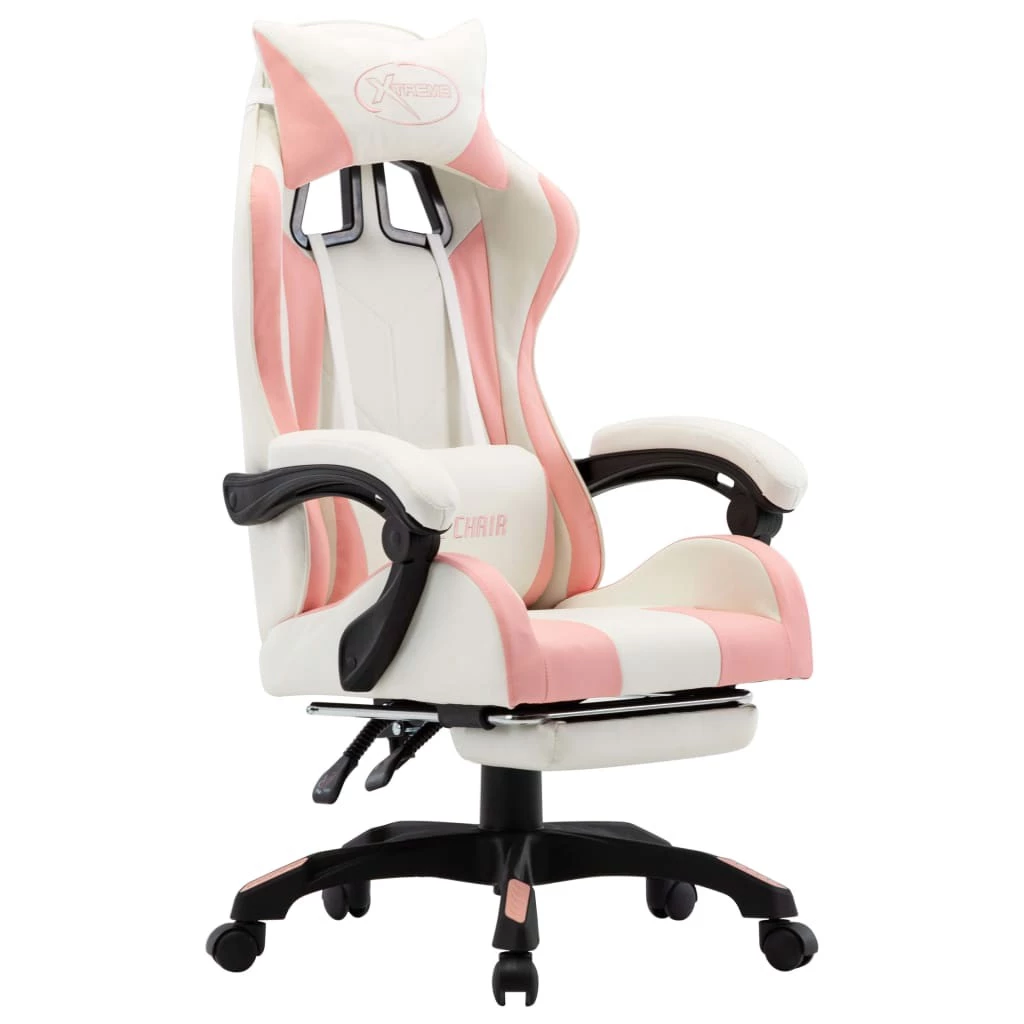 VidaXL Gaming-Stuhl mit Fußstütze Kunstleder - Rosé - Breite: 65 cm 1 VidaXL Gaming-Stuhl mit Fußstütze Kunstleder - Rosé - Breite: 65 cm