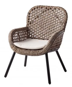 Ars manufacti Armlehnenstuhl Hawea (inkl. Sitzkissen) - Rattan / Metall - Rattan / Schwarz