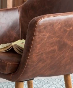 Mørteens Armlehnenstuhl Nicholas - Kunstleder Aken: Vintage Braun - Einzelstuhl -Deutschland Stühle Verkaufs-Shop armlehnenstuhl nicholas i kunstleder schokolade 3784748