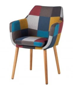 Mørteens Armlehnenstuhl Nicholas III - Webstoff Cors: Patchwork: Mehrfarbig