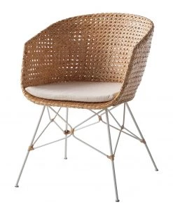 Mørteens Armlehnenstuhl Nokomai - (inkl. Sitzkissen) - Rattan / Metall - Rattan / Weiß