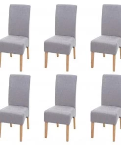 HWC Esszimmerstuhl Latina (6er Set) - Hellgrau - Braun