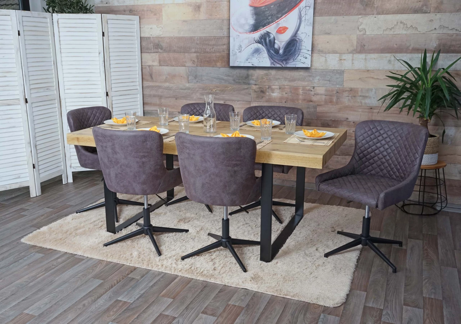 Esszimmerstuhl HWC-H79 (6er Set) drehbar - Anthrazit 4 Esszimmerstuhl HWC-H79 (6er Set) drehbar - Anthrazit – Bild 4