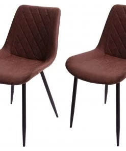 Esszimmerstuhl HWC-E56 (2er Set) - Braun - Textil