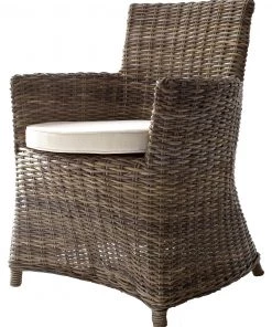 Ebuy24 Bishop Esszimmerstuhl - Bishop Esszimmerstuhl und Armlehnstuhl als Korbstuhl in natur Rattan grau.